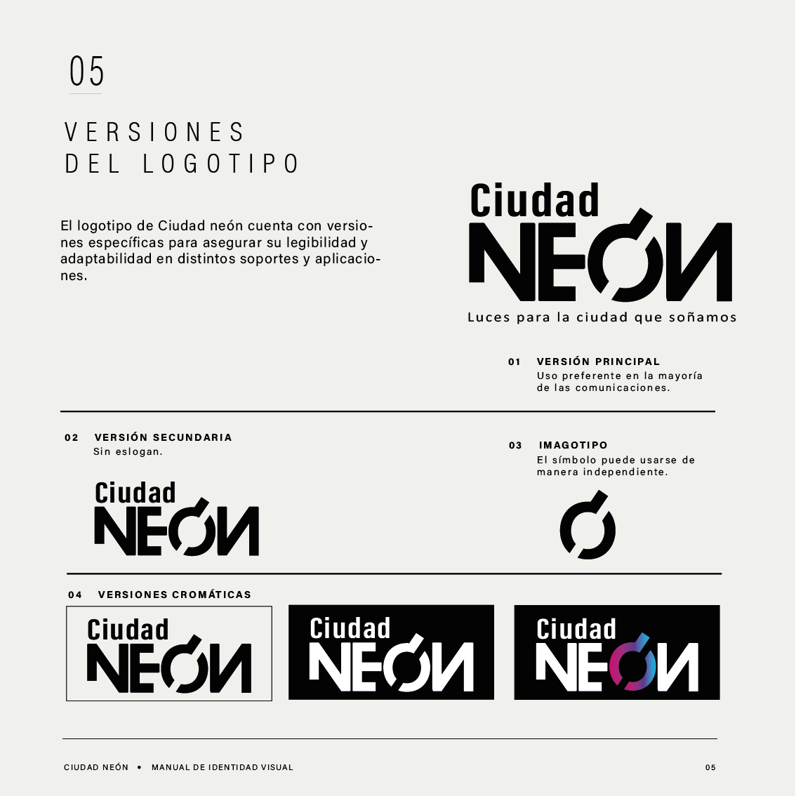 Manual de identidad visual de Ciudad Neón — tamaño de reproducción