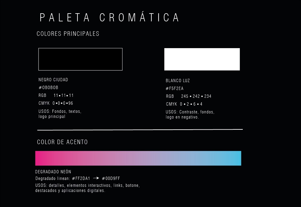 Manual de identidad visual de Ciudad Neón — versiones cromáticas